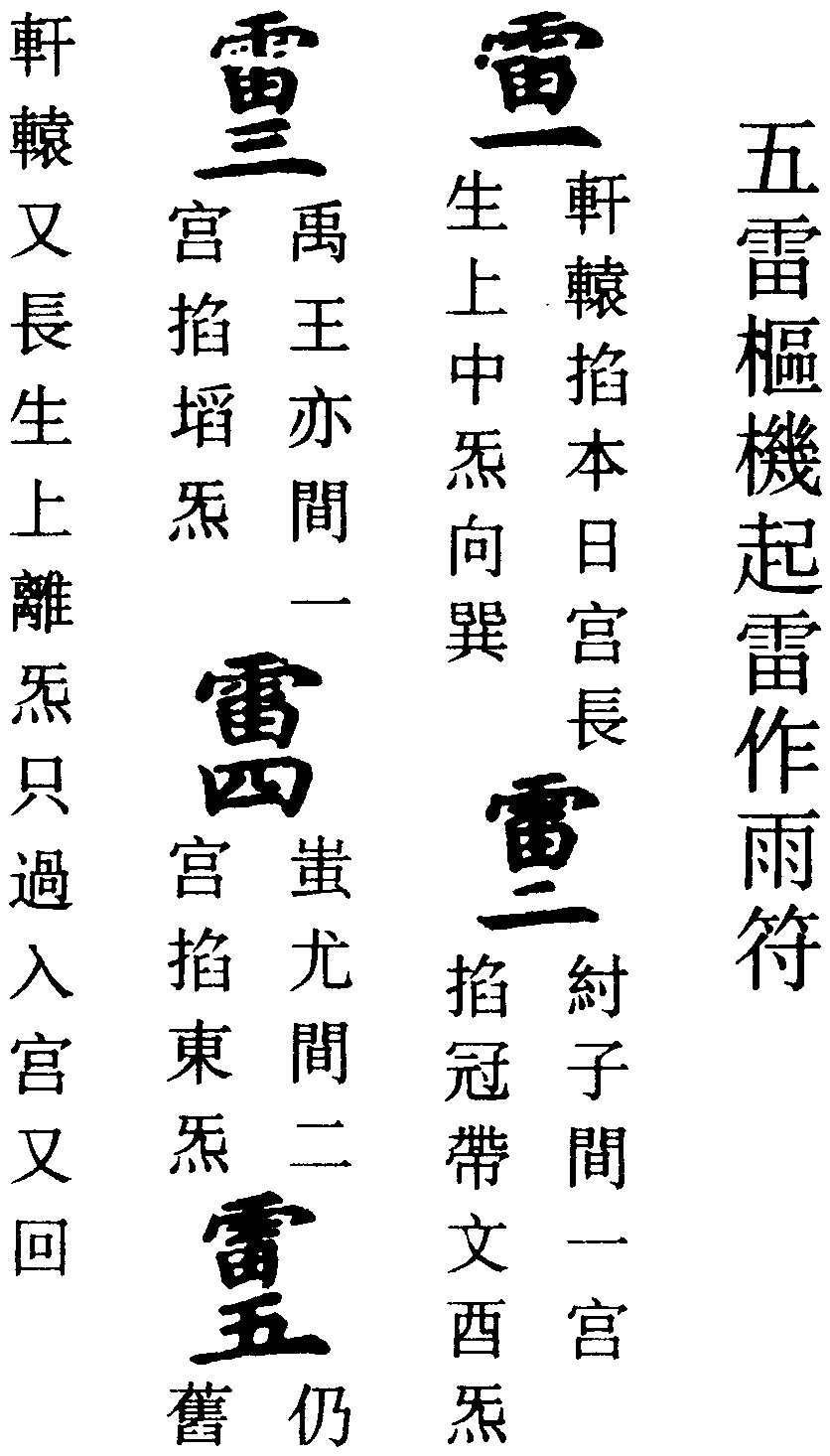 五雷樞機起雷作雨符
